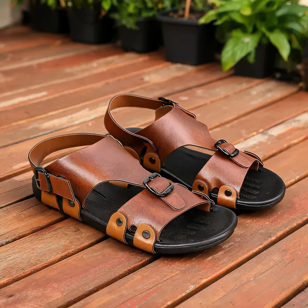 Tan_Synthetic_Leather_Sandals_For_Men