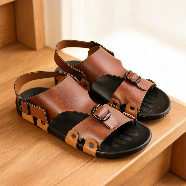 Tan_Synthetic_Leather_Sandals_For_Men