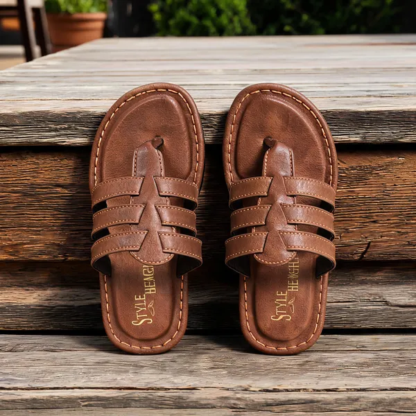 Brown_Synthetic_Leather_Sandals_For_Men