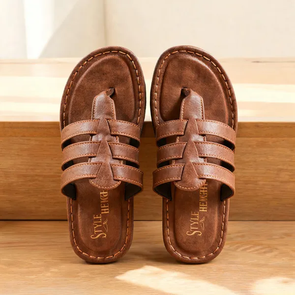 Brown_Synthetic_Leather_Sandals_For_Men