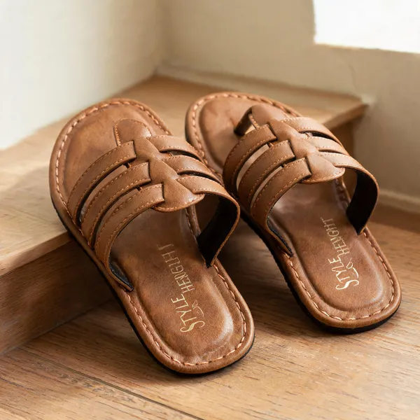 Tan_Synthetic_Leather_Sandals_For_Men