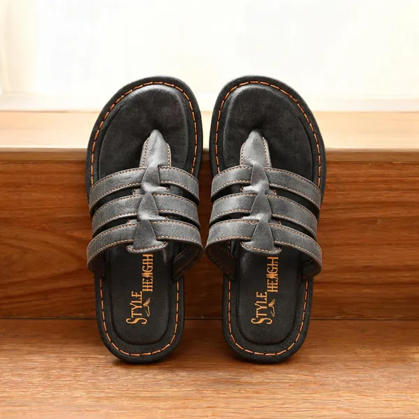 Black_Synthetic_Leather_Sandals_For_Men
