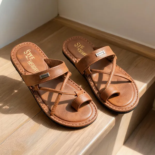 Tan_Sysnthetic_Leather_Sandals_For_Men