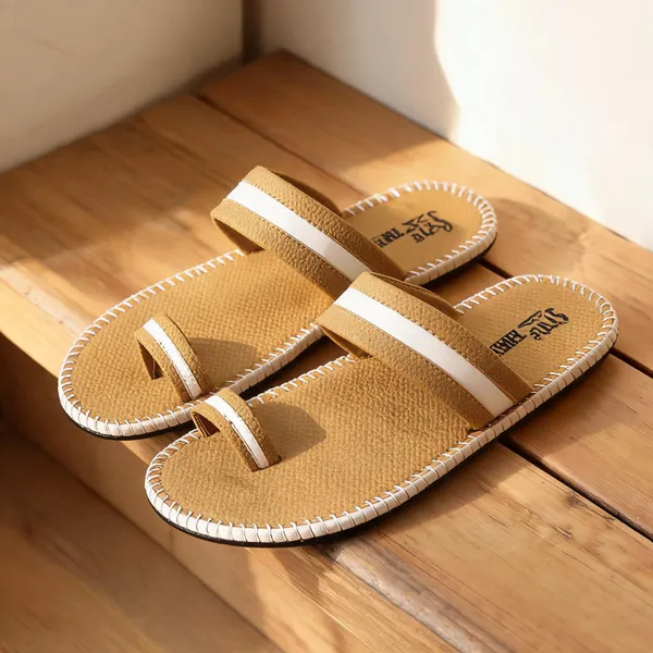 Tan_Synthetic_Leather_Flip_Flops_For_Men