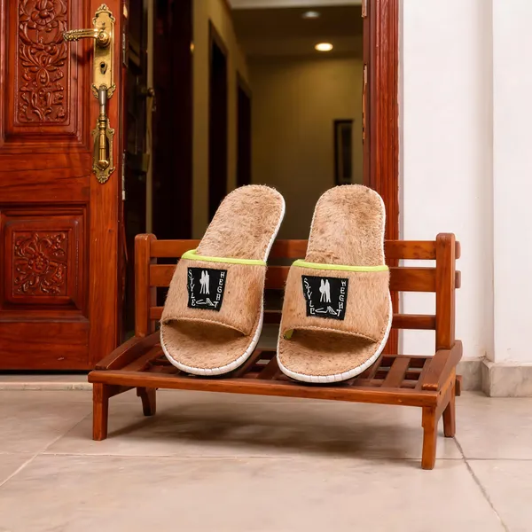 Tan_Fur_Slides_For_Men