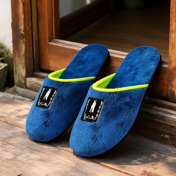 Blue_Fur_Slippers_For_Men