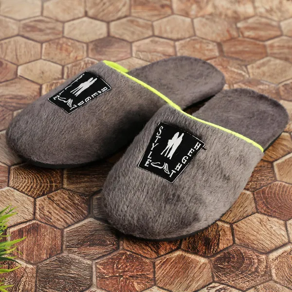 Grey_Fur_Slippers_For_Men