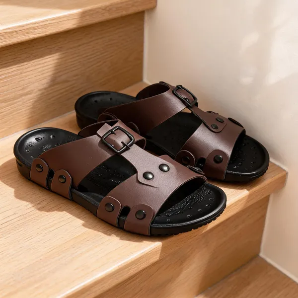 Brown_Synthetic_Leather_Sandals_For_Men