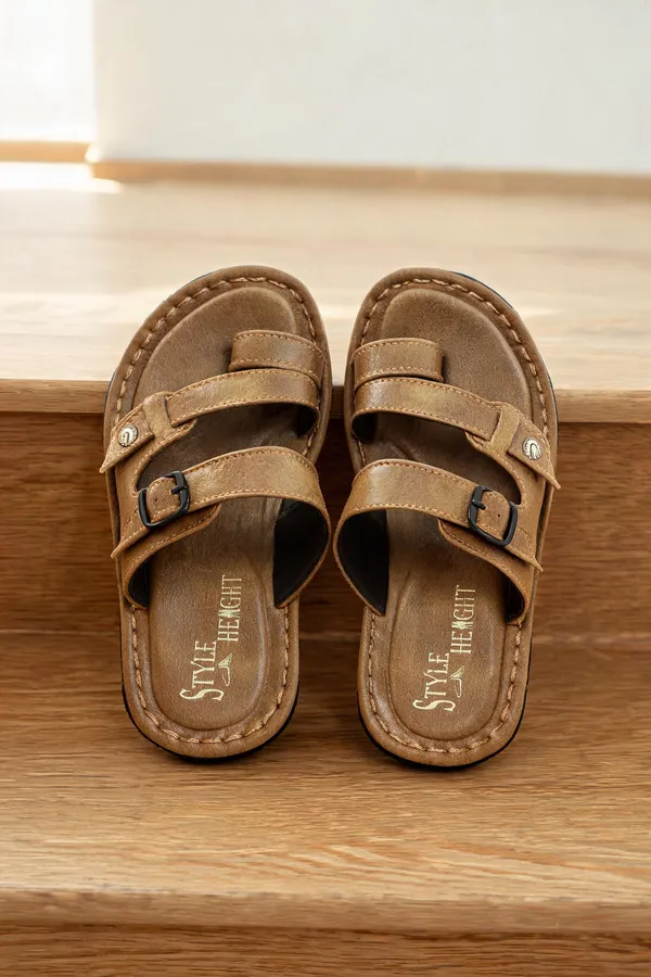 Tan_Synthetic_Leather_Sandals_For_Men