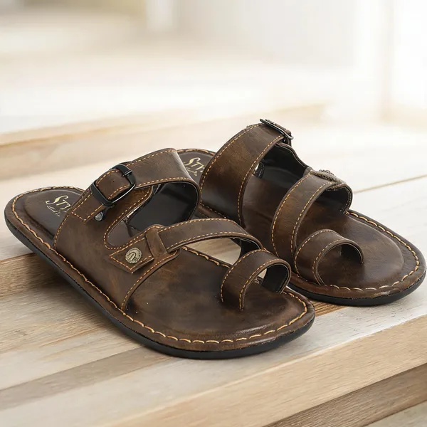 Brown_Sysnthetic_Leather_Sandals_For_Men