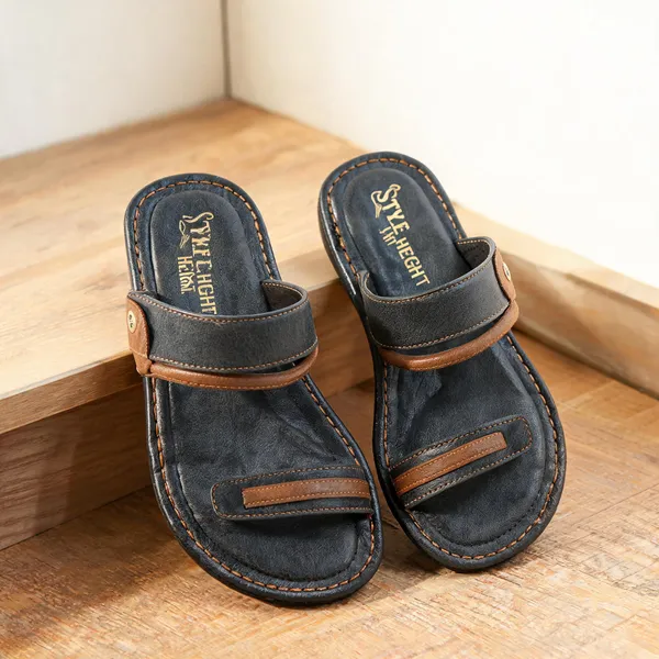 Black_Sysnthetic_Leather_Flats_For_Men