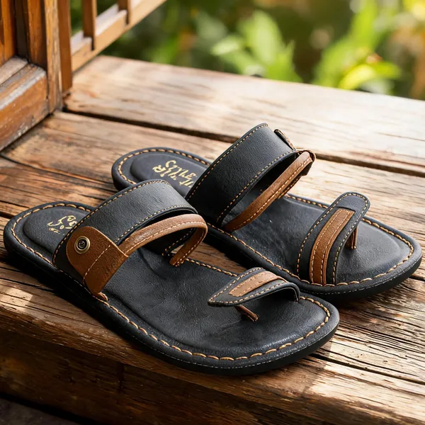 Black_Sysnthetic_Leather_Flats_For_Men