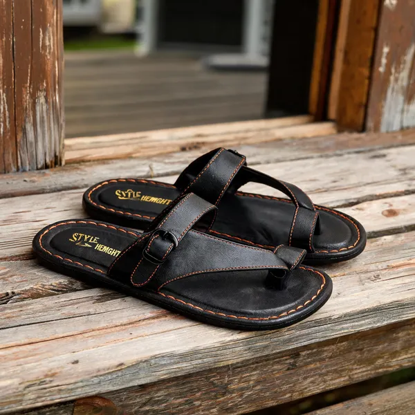 Black_Synthetic_Leather_Flats_For_Men