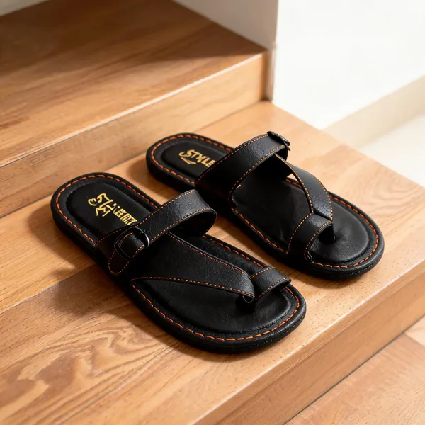 Black_Synthetic_Leather_Flats_For_Men