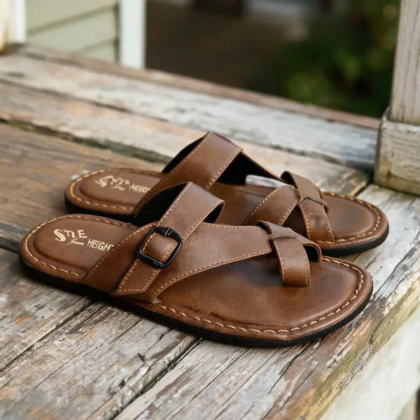 Dark_Brown_Sysnthetic_Leather_Flats_For_Men