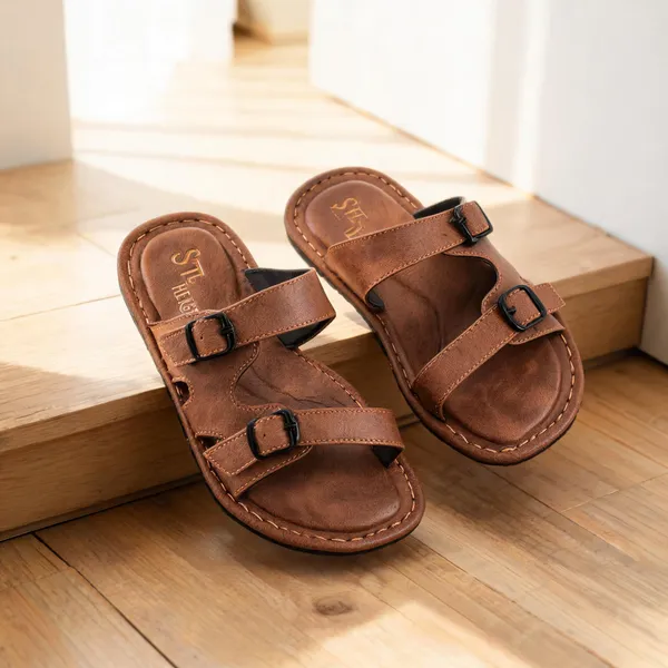 Brown_Sysnthetic_Leather_Sandals_For_Men