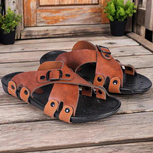 Tan_Synthetic_Leather_Sandals_For_Men