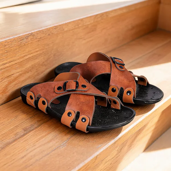 Tan_Synthetic_Leather_Sandals_For_Men