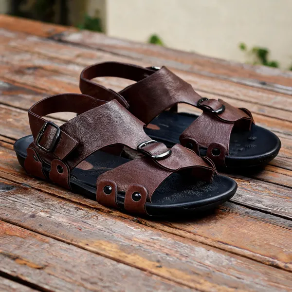 Brown_Synthetic_Leather_Sandals_For_Men