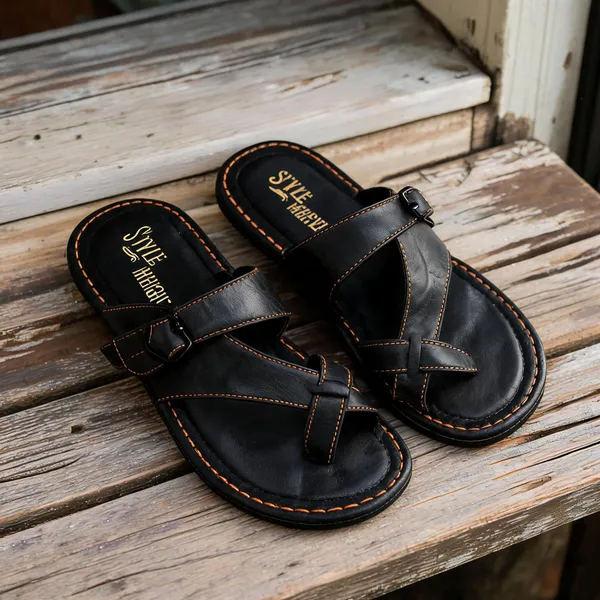 Black_Synthetic_Leather_Flats_For_Men