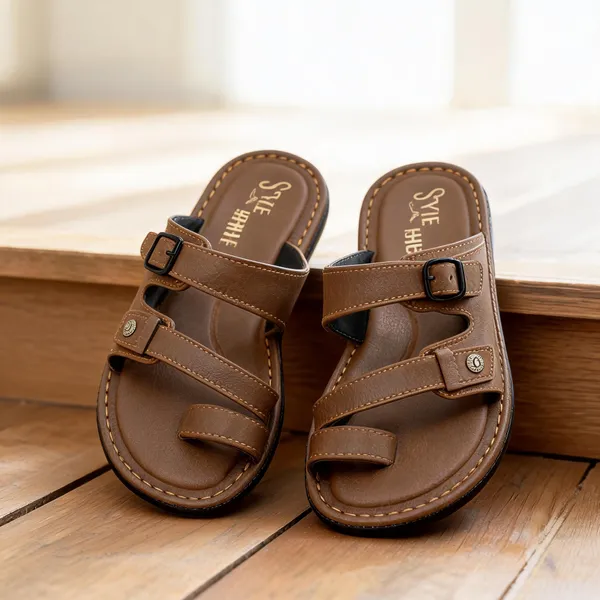 Brown_Synthetic_Leather_Sandals_For_Men