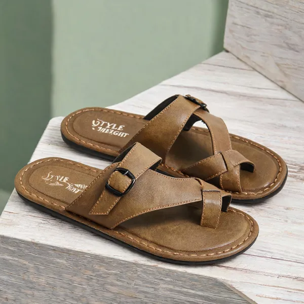 Tan_Synthetic_Leather_Flats_For_Men
