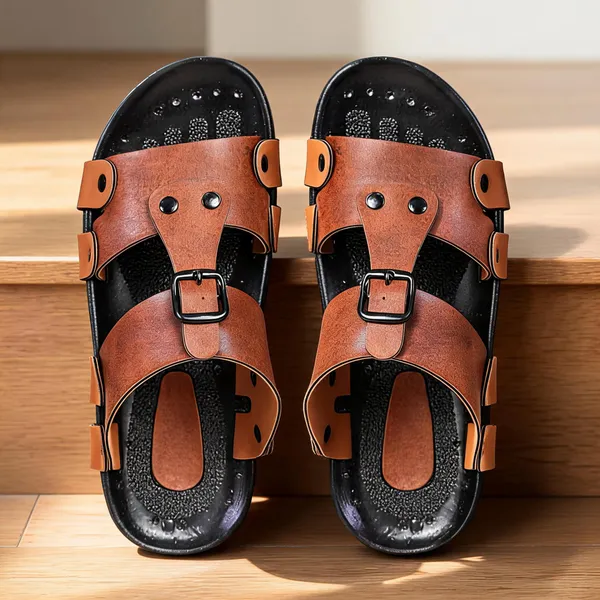 Tan_Synthetic_Leather_Sandals_For_Men