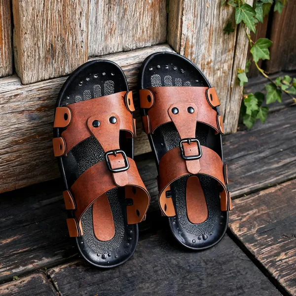 Tan_Synthetic_Leather_Sandals_For_Men