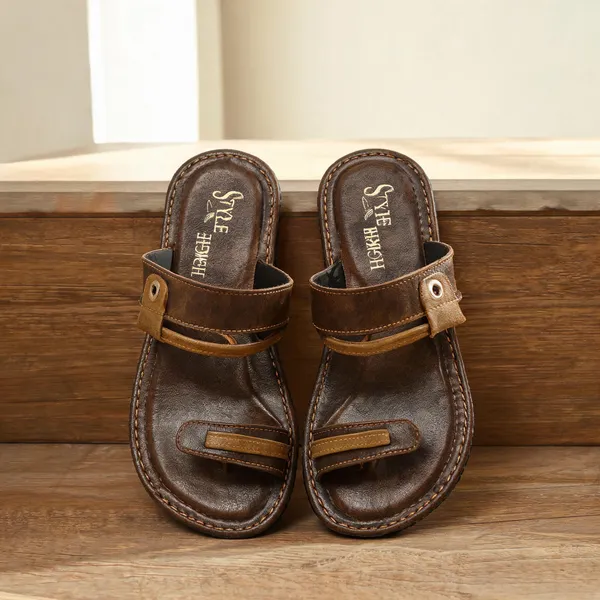 Beige_Synthetic_Leather_Flats_For_Men
