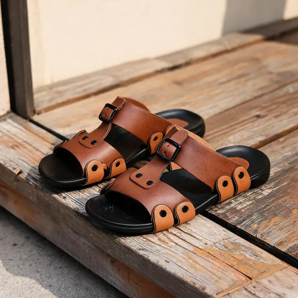 Tan_Synthetic_Leather_Sandals_For_Men