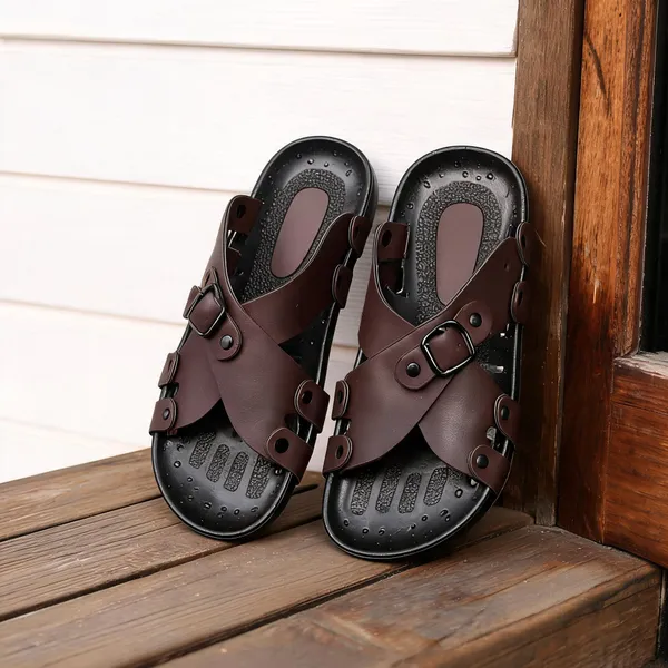 Brown_Synthetic_Leather_Sandals_For_Men