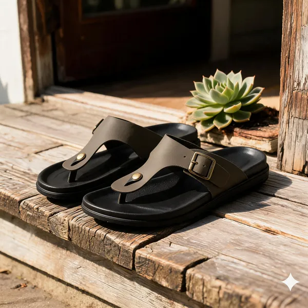 Green_Synthetic_Leather_Sandals_For_Men