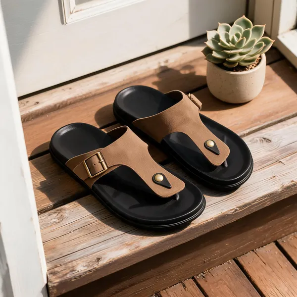Tan_Synthetic_Leather_Sandals_For_Men