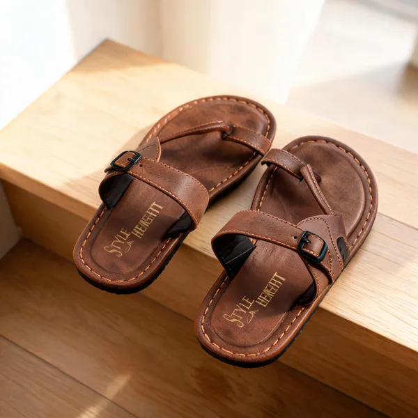 Brown_Sysnthetic_Leather_Sandals_For_Men