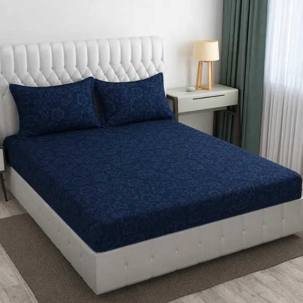 Navy_Blue_Paisley_Pattern_Fitted_Bedsheet