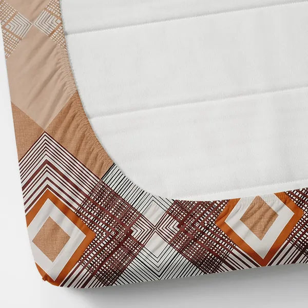 Polycotton_Floral_Print_Beige_And_Brown_Bedsheet_Set