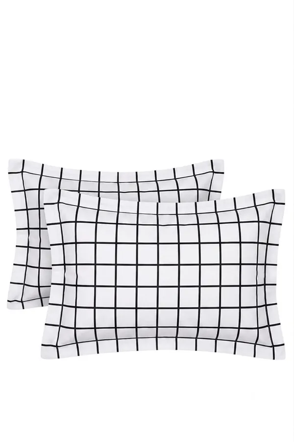 Floral_Print_Bedsheet_With_Grid_Pillow_Covers