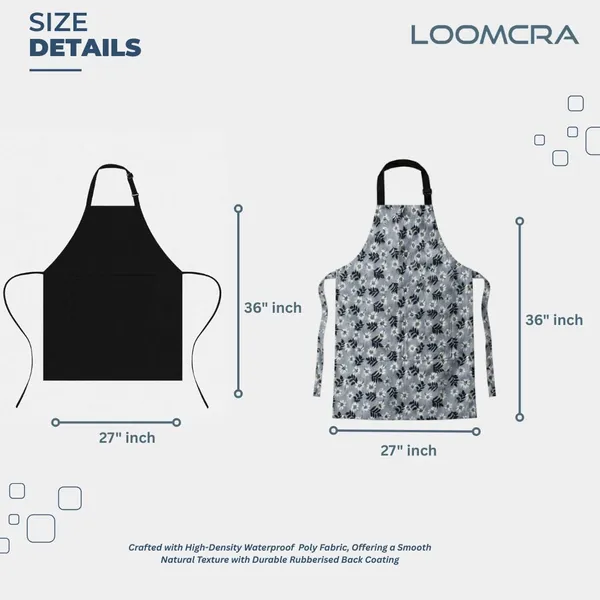 Unisex_Apron_Combo_Pack_Of_2_1_Black_Solid_1_Grey_Floral_Kitchen_Apron_With_Adjustable_Neck_Strap_2_Front_Pocket_Cooking_Baking_Bbq_Gardening_Cafe_Use