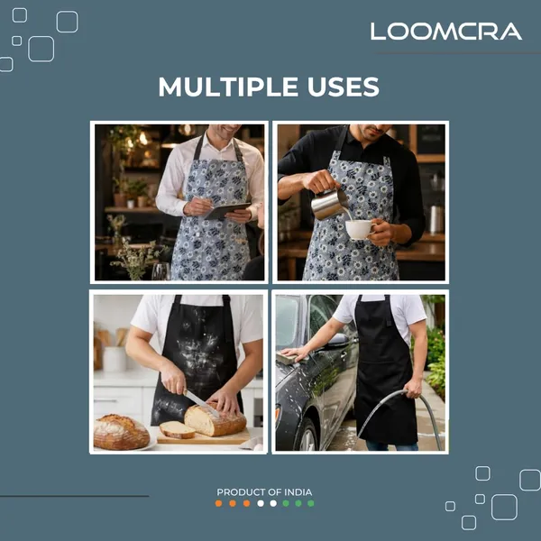 Unisex_Apron_Combo_Pack_Of_2_1_Black_Solid_1_Grey_Floral_Kitchen_Apron_With_Adjustable_Neck_Strap_2_Front_Pocket_Cooking_Baking_Bbq_Gardening_Cafe_Use