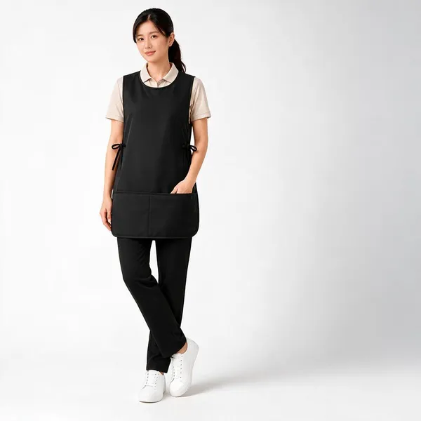 Loomcra_Black_Cobbler_Apron_For_Women_&_Men_|_Sleeveless_Work_Apron_With_Large_Front_Pocket_&_Side_Tie_Closure_|_Reusable_Utility_Apron_For_Salon,_Cleaning,_Gardening_&_Work