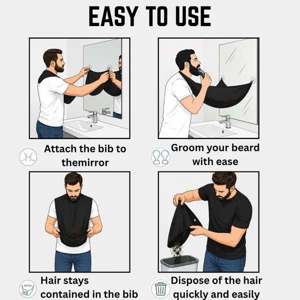 Loomcra_Professional_Hair_Cutting_&_Beard_Shaving_Catcher_Cape_For_Men_|_Black_Hair_Cutting_Apron_With_Suction_Cups_|_Reusable_Salon_Barber_Cape_For_Hair_Trimming,_Shaving_&_Grooming