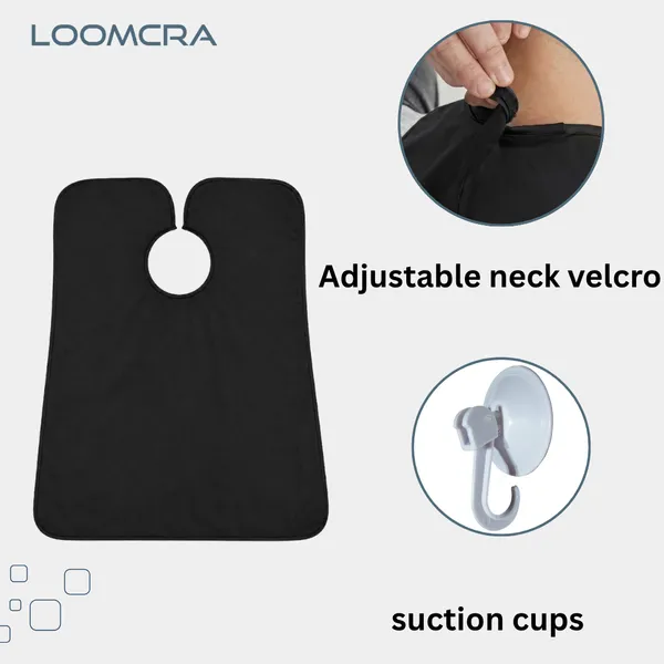 Loomcra_Professional_Hair_Cutting_&_Beard_Shaving_Catcher_Cape_For_Men_|_Black_Hair_Cutting_Apron_With_Suction_Cups_|_Reusable_Salon_Barber_Cape_For_Hair_Trimming,_Shaving_&_Grooming