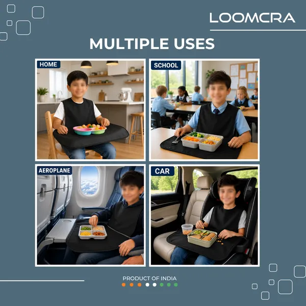 Kids_School_Lunch_Apron_&_Table_Mat_Set,_Waterproof_Reusable_Dining_Protector_for_Boys_&_Girls,_Wearable_Bib_with_Large_Table_Cover,_Black__PACK_OF_2