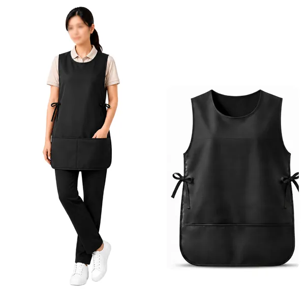 LOOMCRA_Black_Cobbler_Apron_for_Women_&_Men_|_Sleeveless_Work_Apron_with_Large_Front_Pocket_&_Side_Tie_Closure_|_Reusable_Utility_Apron_for_Salon,_Cleaning,_Gardening_&_Work