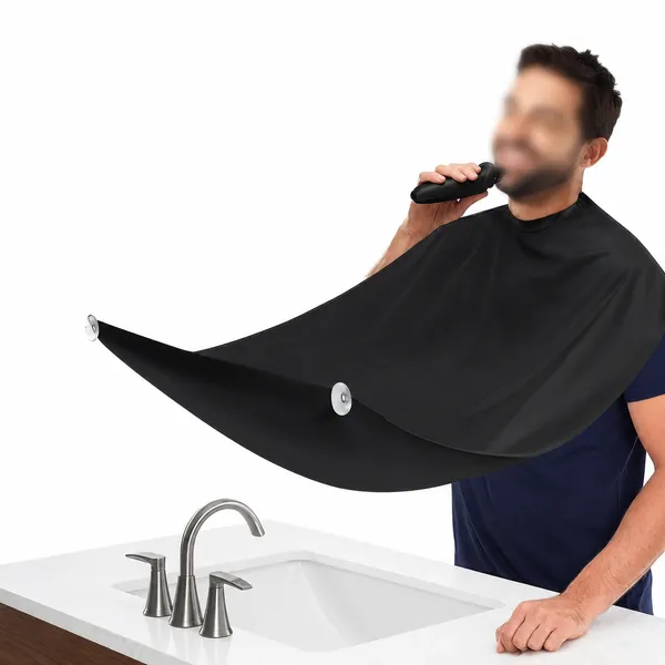 LOOMCRA_Professional_Hair_Cutting_&_Beard_Shaving_Catcher_Cape_for_Men_|_Black_Hair_Cutting_Apron_with_Suction_Cups_|_Reusable_Salon_Barber_Cape_for_Hair_Trimming,_Shaving_&_Grooming_|_Hair_Catcher_for_Home_&_Salon