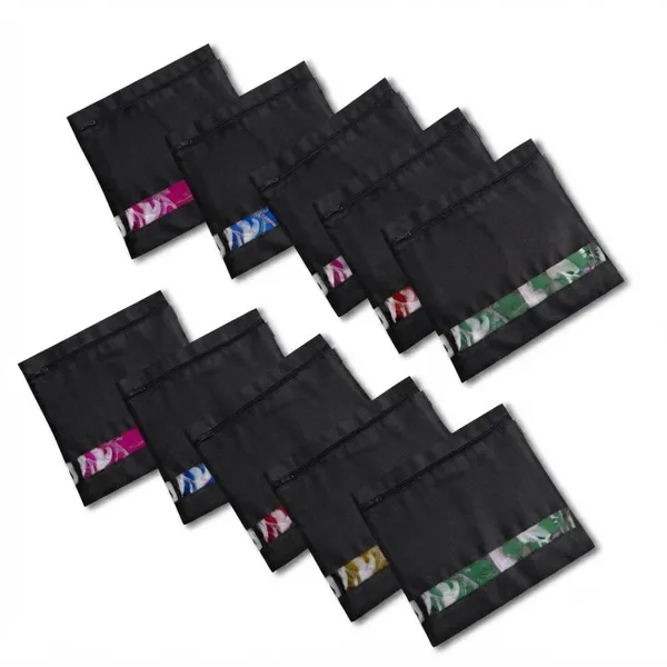 LOOMCRA_Saree_Cover_Set_of_10_|_Black_Printed_Clothes_Storage_Bags_with_Zipper_&_Transparent_Window_|_Wardrobe_Organizer_for_Sarees,_Suits,_Dresses,_Blankets_&_Garments_|_Dustproof_Storage_Bags