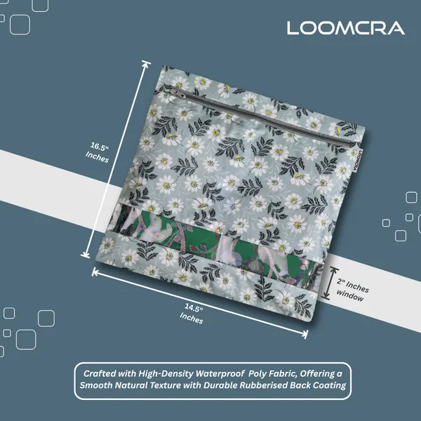 LOOMCRA_Saree_Cover_Set_of_6_|_Floral_Printed_Clothes_Storage_Bags_with_Zipper_&_Transparent_Window_|_Wardrobe_Organizer_for_Sarees,_Suits,_Dresses,_Blankets_&_Garments_|_Dustproof_Storage_Bags