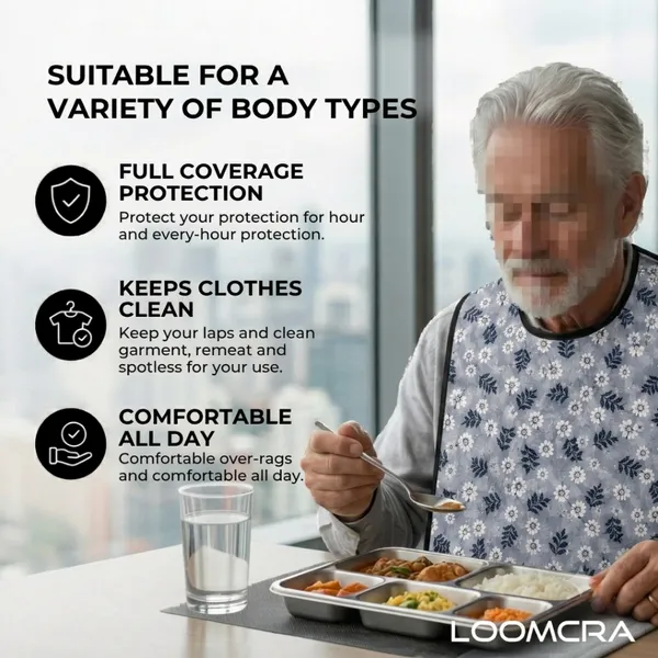 Premium_Waterproof_Adult_Feeding_Bib_Apron_for_Elderly_Men_&_Women_|_Reusable_Dining_Clothing_Protector_|_Lightweight_Rubberized_Mealtime_Apron_|_Spill_&_Stain_Protection_|_gray_flora