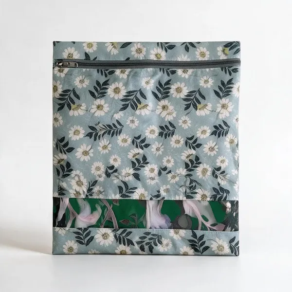Loomcra_Grey_Floral_Saree_Cover_16_X_12_Inch_|_Zippered_Saree_Storage_Bag_With_Transparent_Window_|_Dustproof_Wardrobe_Organizer_For_Sarees,_Suits_&_Clothes_|_Reusable_Garment_Storage_Cover
