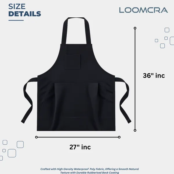 Loomcra_Black_Woodworking_Apron_With_Large_Catch-All_Pouch_|_Wood_Carving_&_Carpenter_Apron_For_Men_&_Women_|_Shaving_Collection_Apron_For_Diy,_Crafting_&_Woodworking